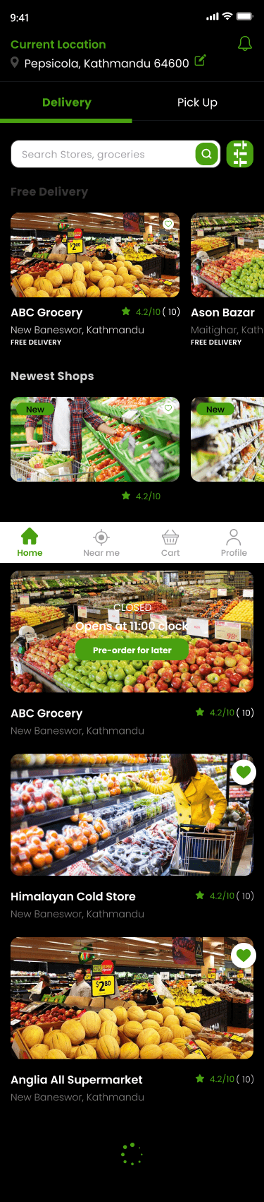 home delivery dark theme