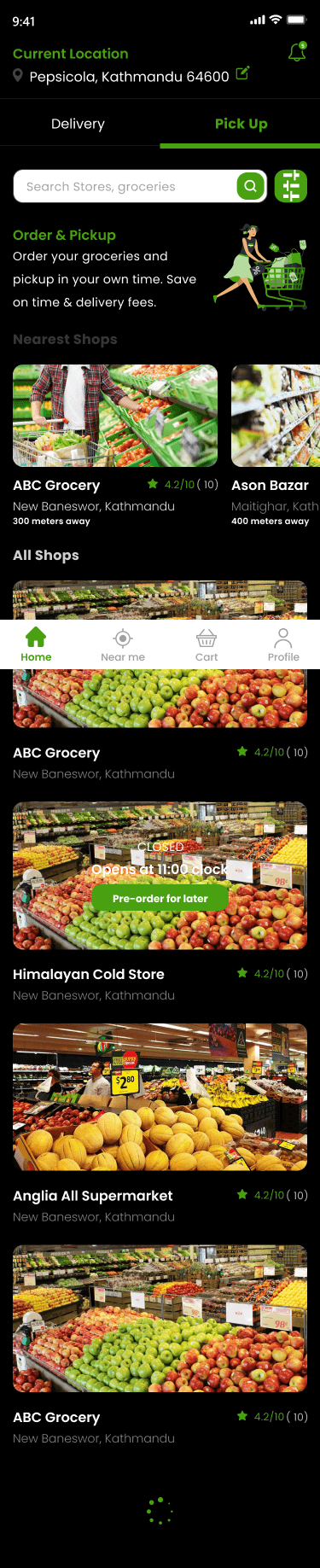 home delivery dark theme